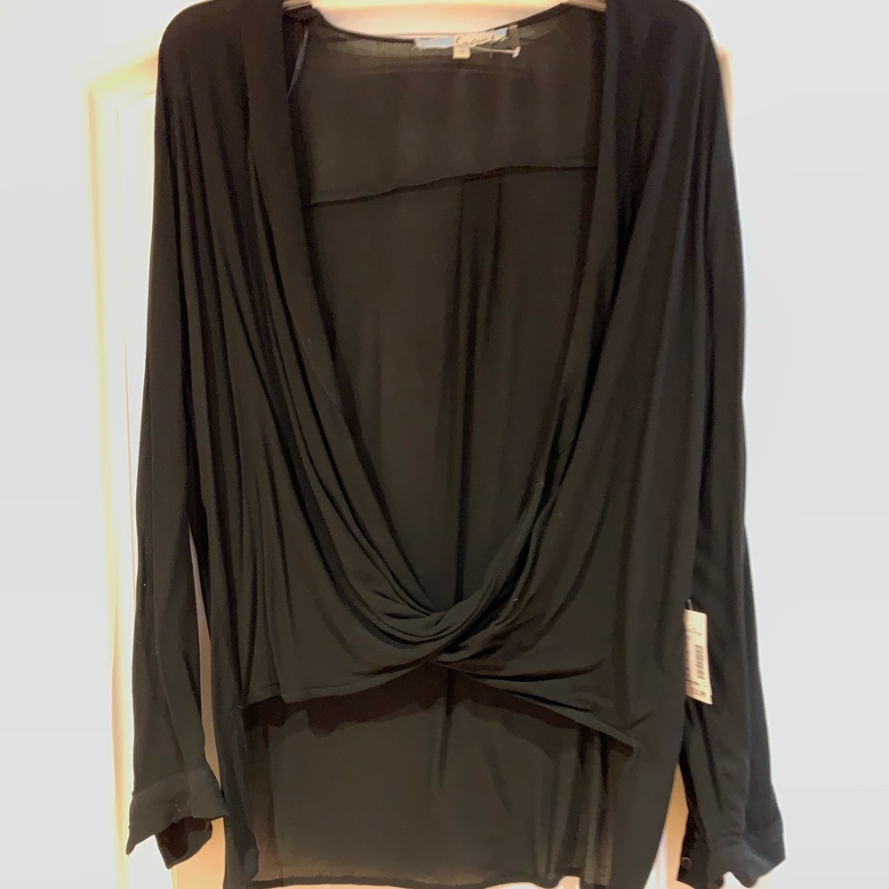 New Cecico Black Twist Front Blouse